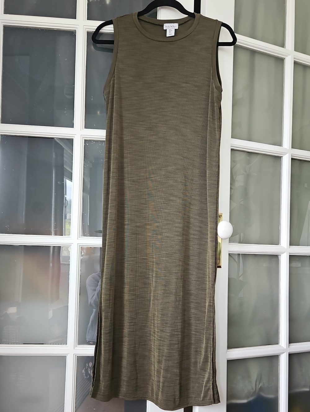 Nicole Miller Olive Green Sleeveless Maxi Dress